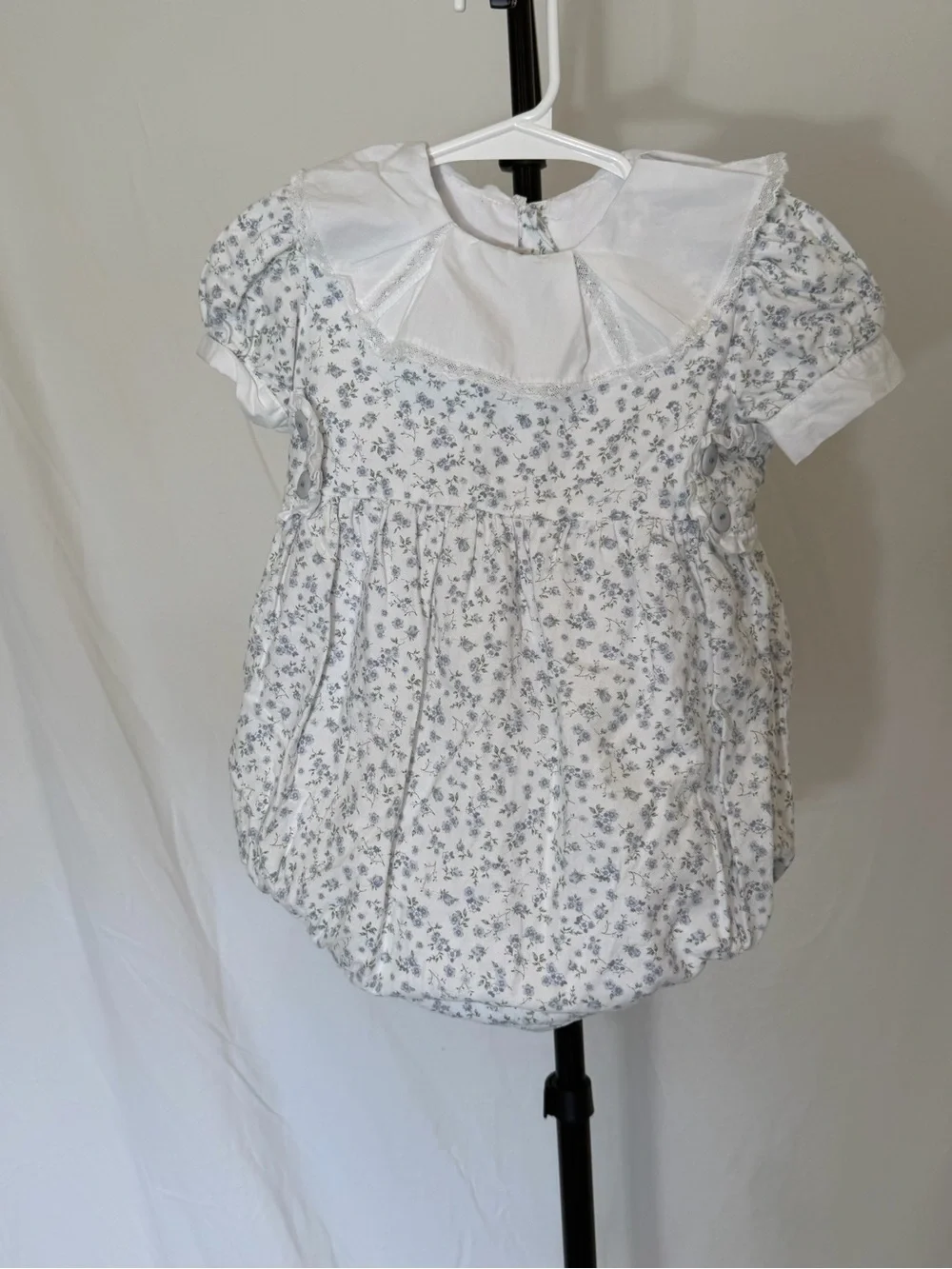 Sal & Pimento Organic Cotton Blue Floral Bubble/Romper – 18M 🌸🩵